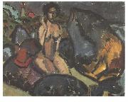 Bathing woman between rocks, Ernst Ludwig Kirchner